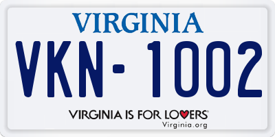 VA license plate VKN1002