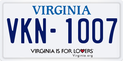 VA license plate VKN1007