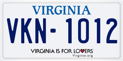 VA license plate VKN1012