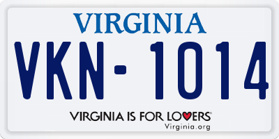 VA license plate VKN1014