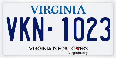 VA license plate VKN1023