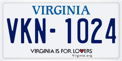 VA license plate VKN1024