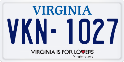 VA license plate VKN1027