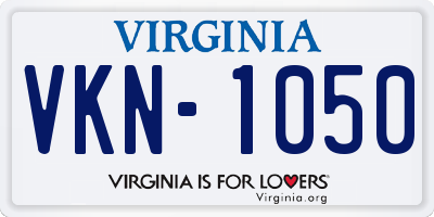 VA license plate VKN1050