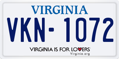 VA license plate VKN1072