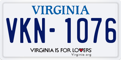 VA license plate VKN1076