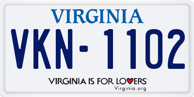 VA license plate VKN1102
