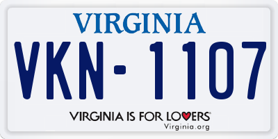 VA license plate VKN1107