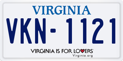 VA license plate VKN1121