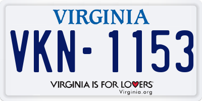 VA license plate VKN1153
