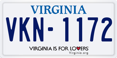 VA license plate VKN1172