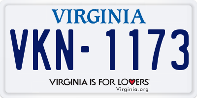 VA license plate VKN1173