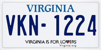 VA license plate VKN1224