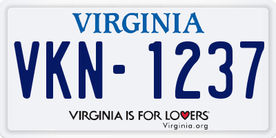 VA license plate VKN1237