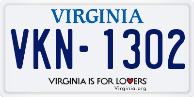 VA license plate VKN1302
