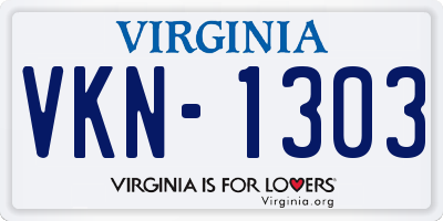 VA license plate VKN1303