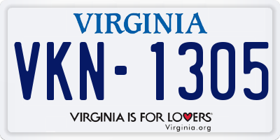 VA license plate VKN1305