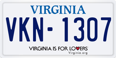 VA license plate VKN1307