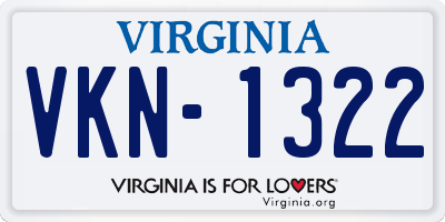 VA license plate VKN1322