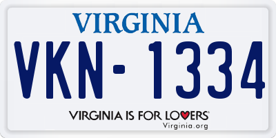 VA license plate VKN1334