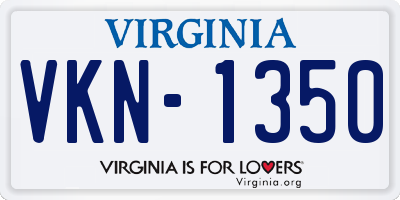 VA license plate VKN1350
