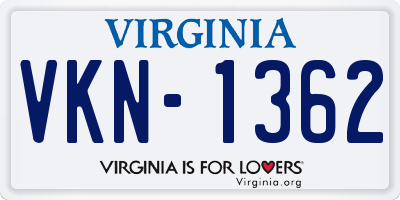 VA license plate VKN1362