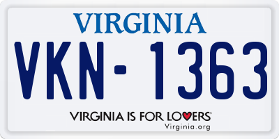 VA license plate VKN1363