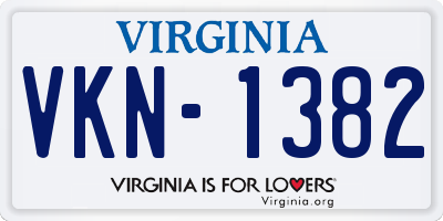VA license plate VKN1382