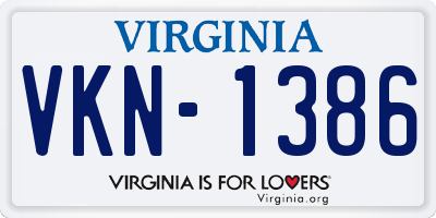 VA license plate VKN1386