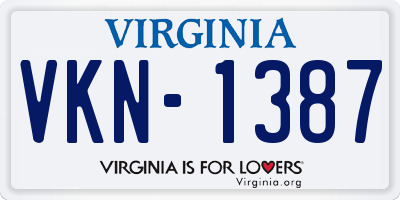 VA license plate VKN1387