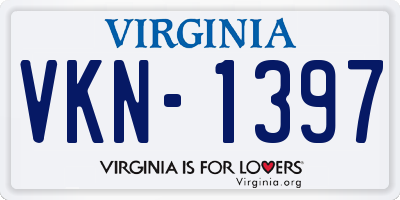 VA license plate VKN1397