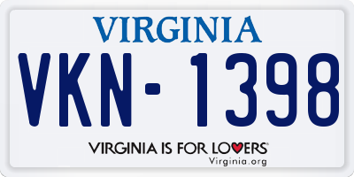 VA license plate VKN1398