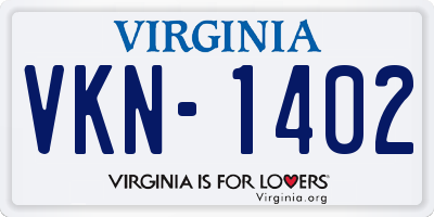 VA license plate VKN1402