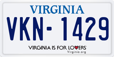 VA license plate VKN1429