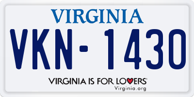 VA license plate VKN1430