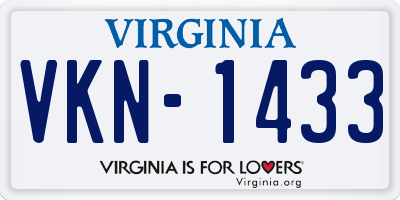 VA license plate VKN1433