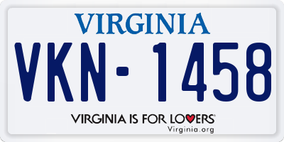VA license plate VKN1458