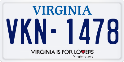 VA license plate VKN1478