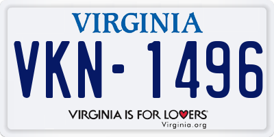 VA license plate VKN1496