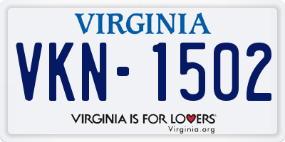 VA license plate VKN1502