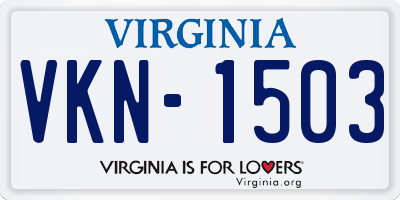 VA license plate VKN1503