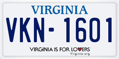 VA license plate VKN1601