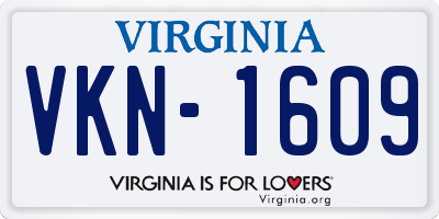 VA license plate VKN1609