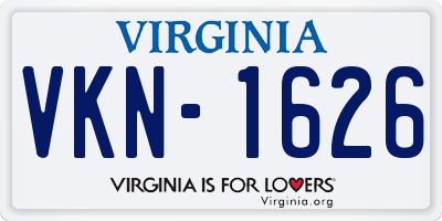 VA license plate VKN1626