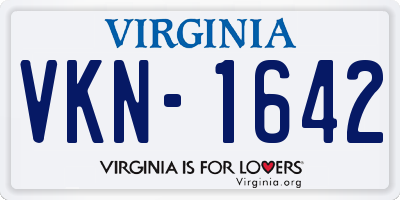 VA license plate VKN1642