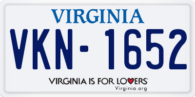VA license plate VKN1652