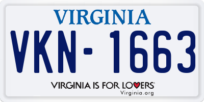 VA license plate VKN1663