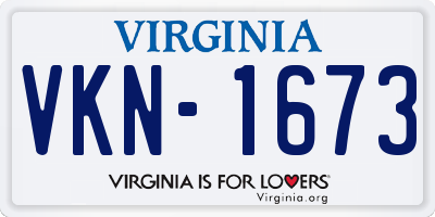 VA license plate VKN1673