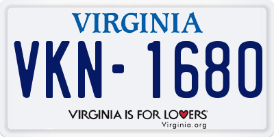 VA license plate VKN1680
