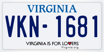 VA license plate VKN1681